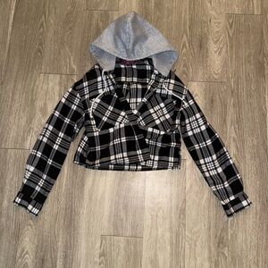Hippie Rose Black and Gray Checkered Hoodie
